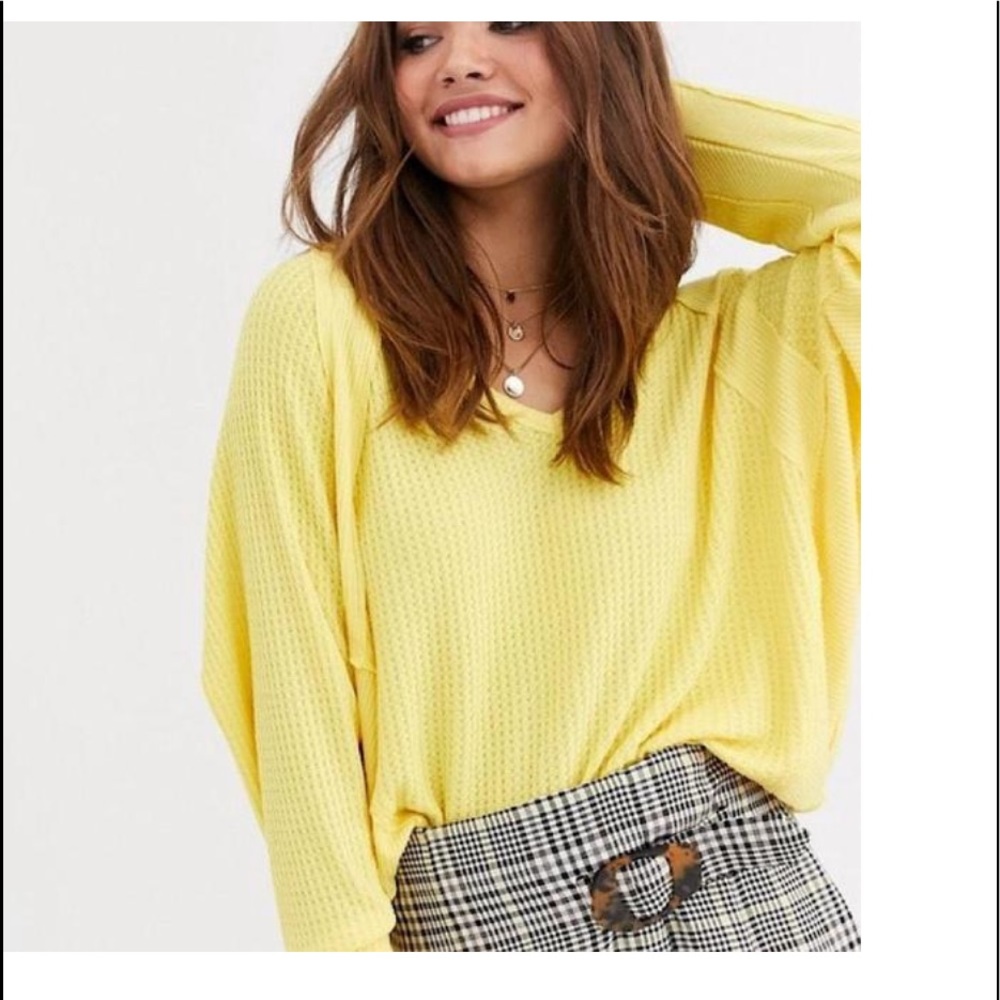 Free People new with tags yellow Santa Clara Thermal in Noon Sun Shirt